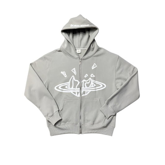 BROKEN PLANET GREY ZIP UP HOODIE