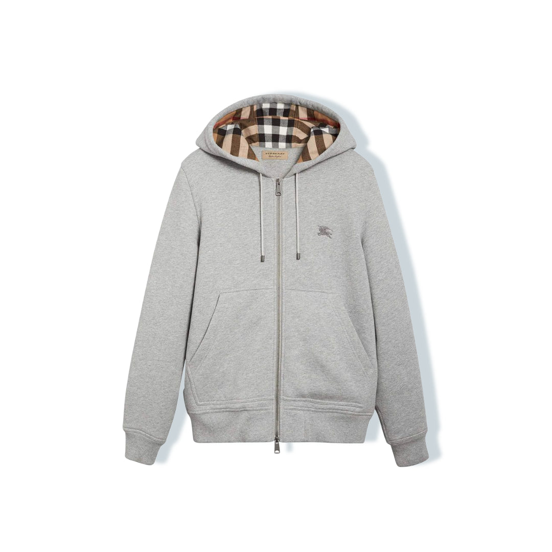 BURBERRY GREY ZIP UP HOODIE