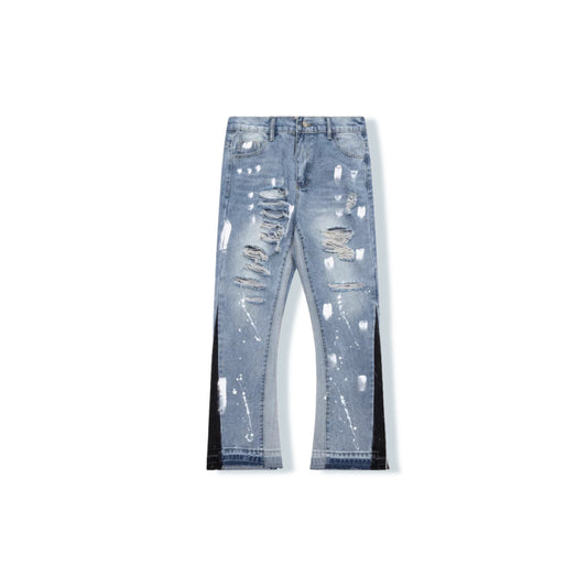 LIGHT BLUE DISTRESSED FLARED GALLERY DEPT. JEANS